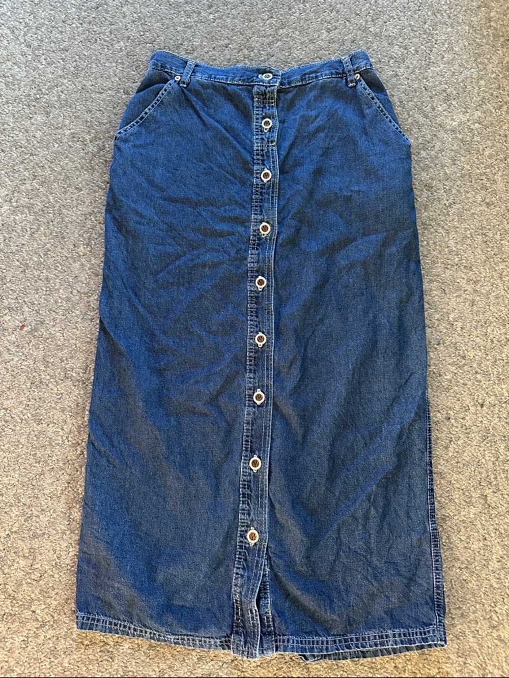 American Worker Carpenter Denim Straight Maxi Skirt